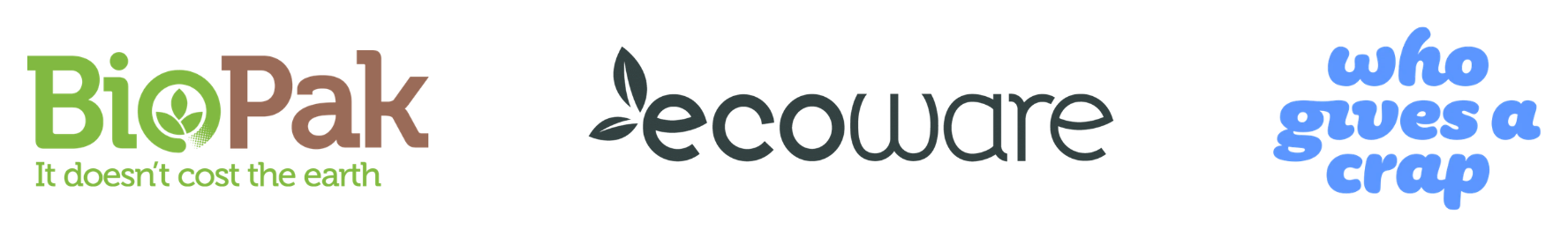 Ecoware, BioPak and Who Gives A Crap logos