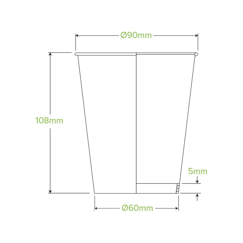 390ml / 12oz (90mm) Stone Single Wall BioCup 2