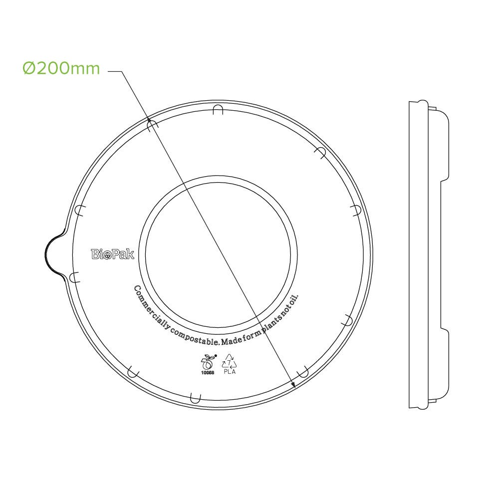 800-1,420ml / 24-48oz PLA Plant Fibre BioBowl Lid 2