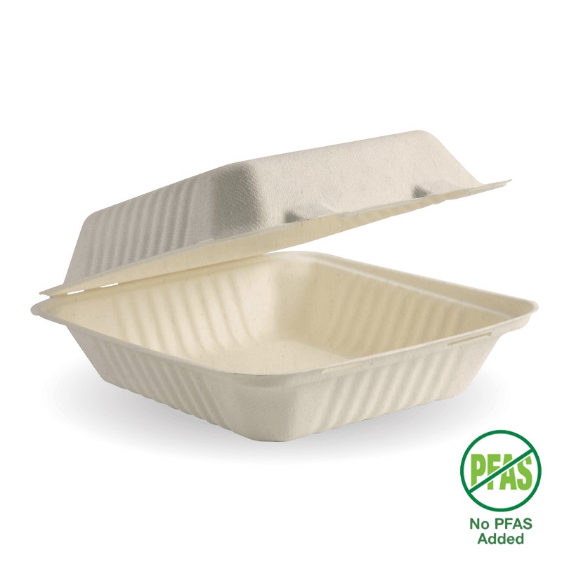 20x22x9cm / 7.8x8x3" Natural Plant Fibre Clamshell