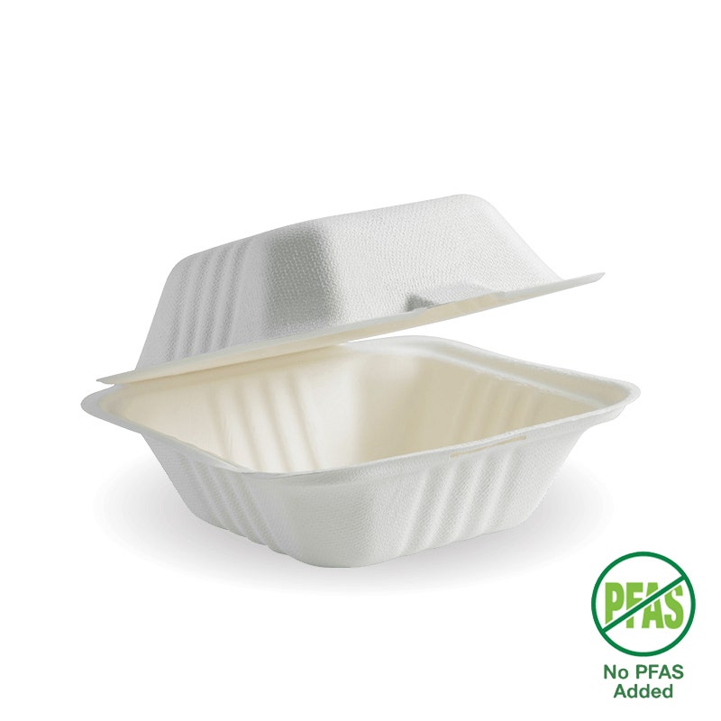 15x15x8cm / 6x6" White Plant Fibre Clamshell
