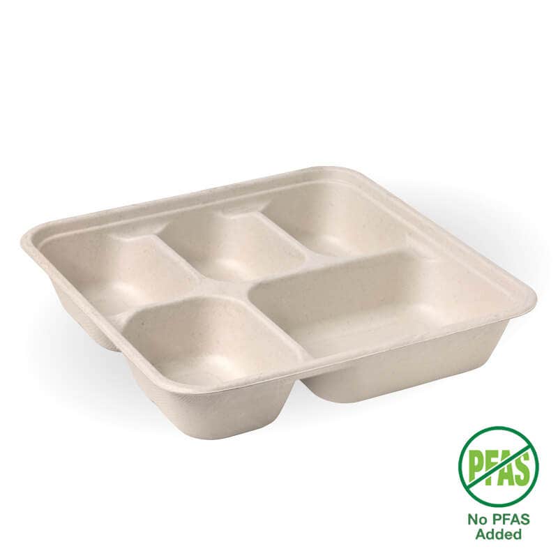 5-Compartment Large Natural Plant Fibre Takeaway Base 1