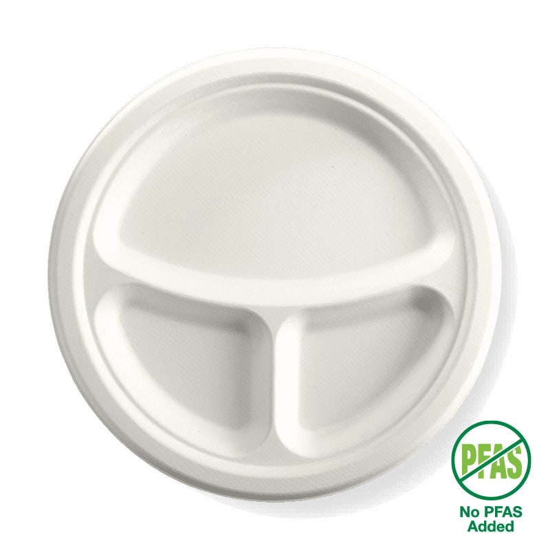 25cm / 10" 3-Compartment Round Plant Fibre Plate 1