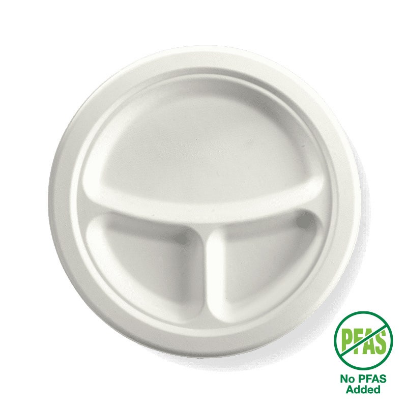 23cm / 9" 3-Compartment Round Plant Fibre Plate 1