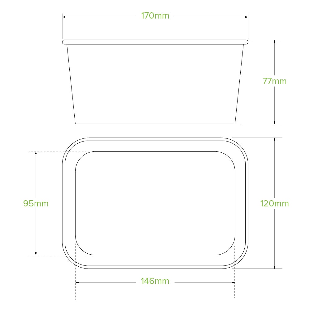 1,000ml White BioBoard Takeaway Base 2