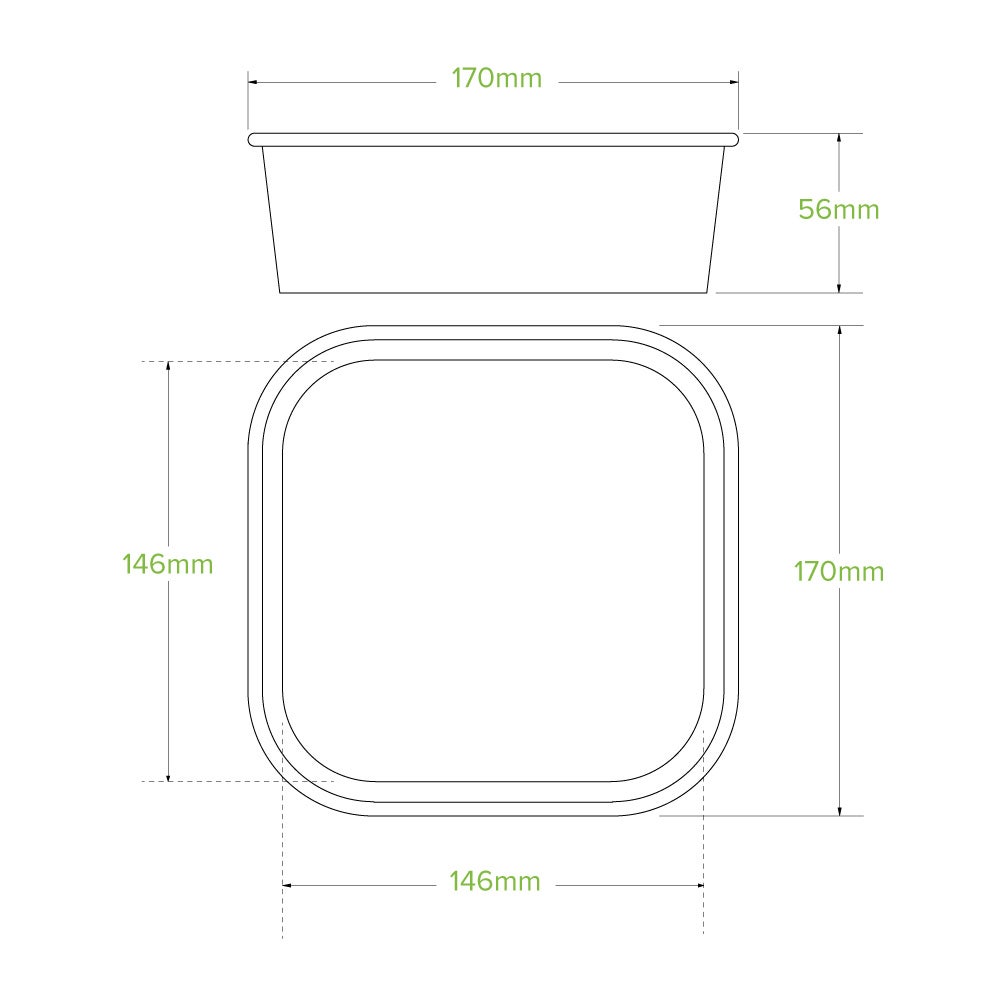 1,000ml White BioBoard Square Takeaway Base 2