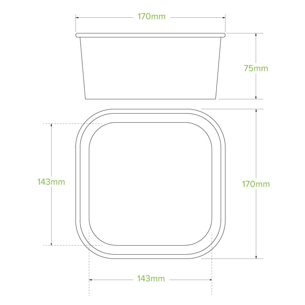 1,400ml Kraft BioBoard Square Takeaway Base 2
