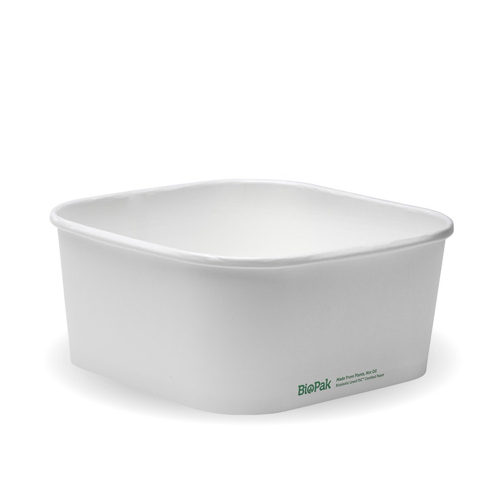 1,400ml White BioBoard Square Takeaway Base 1
