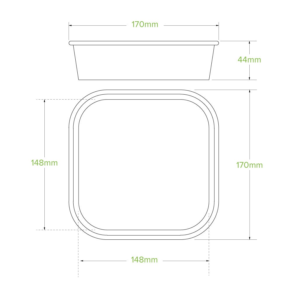 750ml White BioBoard Square Takeaway Base 2