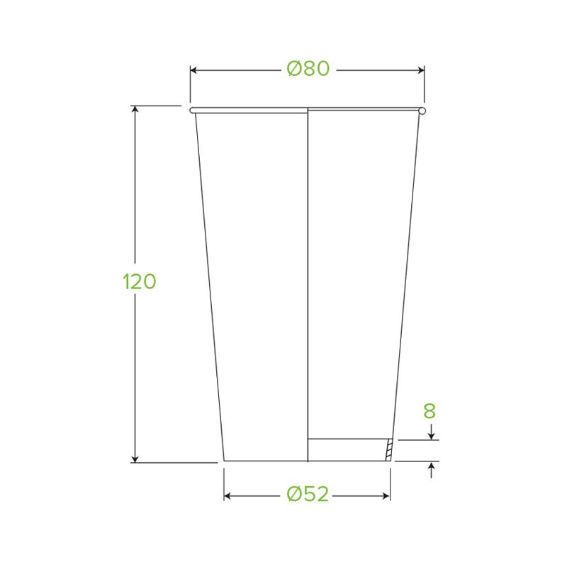 350ml / 12oz (80mm) White Single Wall BioCup 2