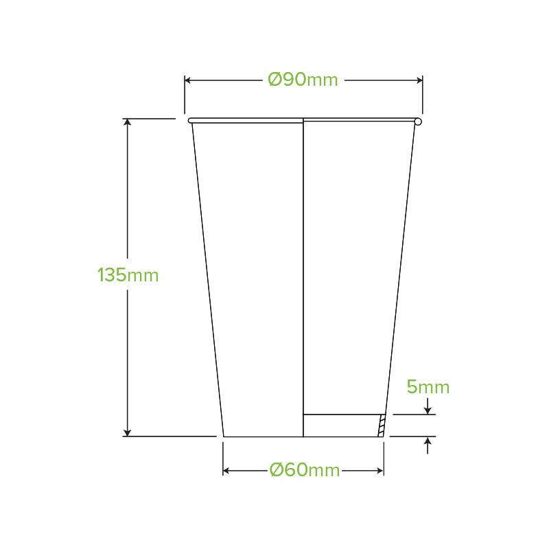 510ml / 16oz (90mm) Black Single Wall BioCup 2