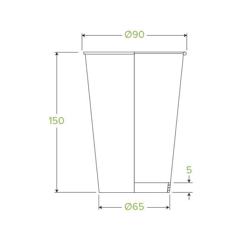 595ml / 20oz (90mm) Leaf Single Wall BioCup 2