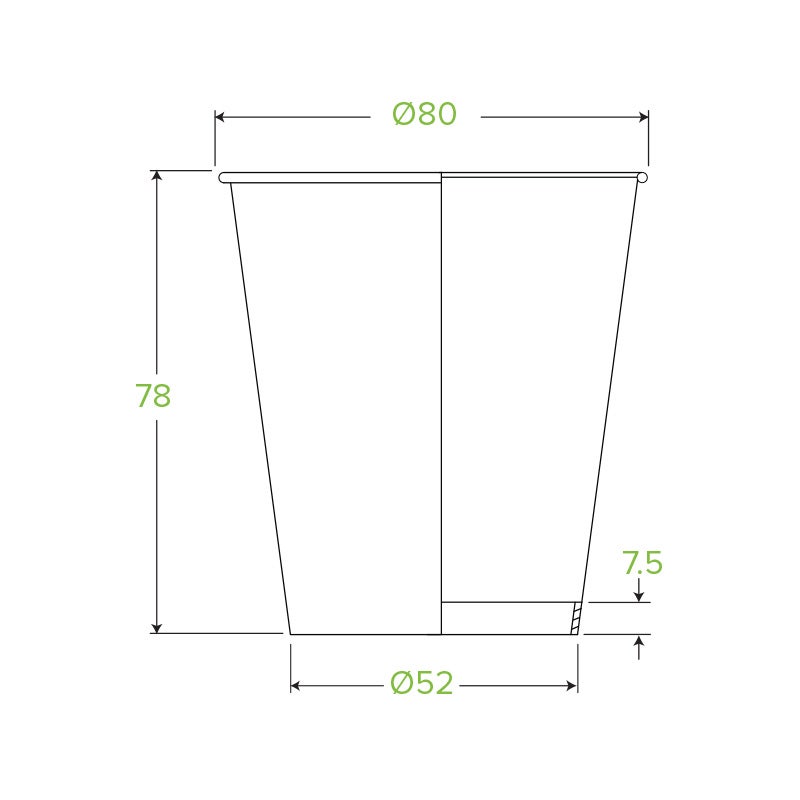 230ml / 6oz (80mm) Leaf Single Wall BioCup 2
