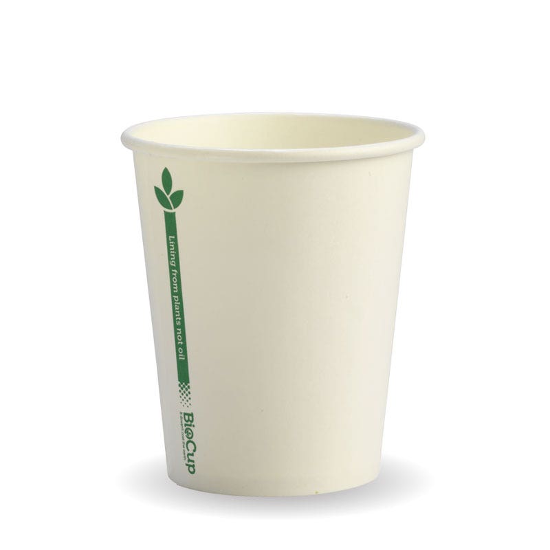 280ml / 8oz (80mm) White Green Line Single Wall BioCup 1