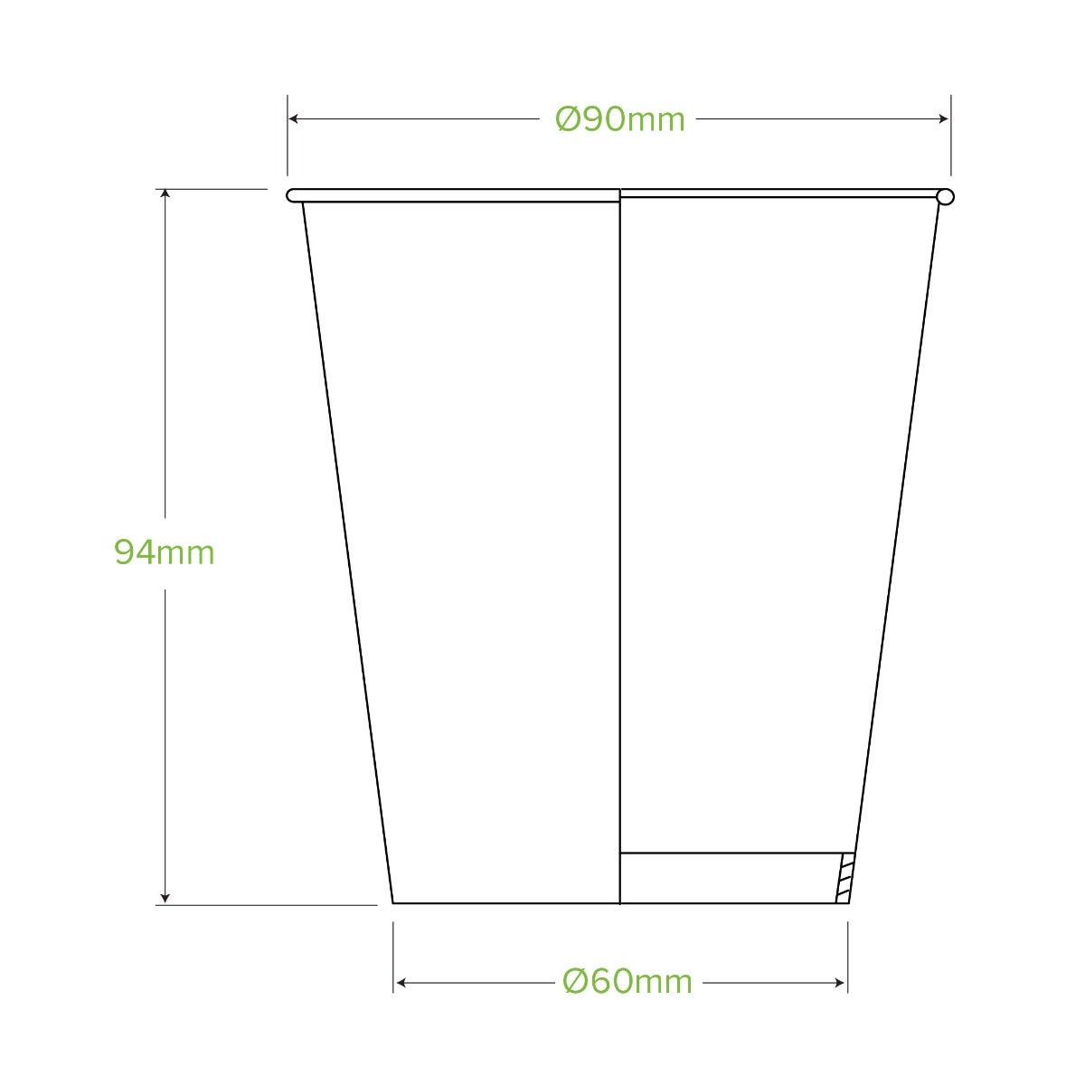 300ml / 10oz (90mm) Green Cold Paper BioCup 2