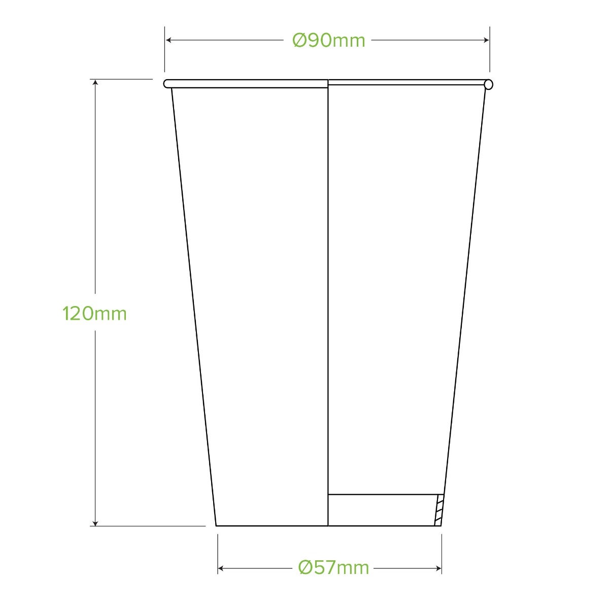 420ml / 14oz (90mm) Green Cold Paper BioCup 2