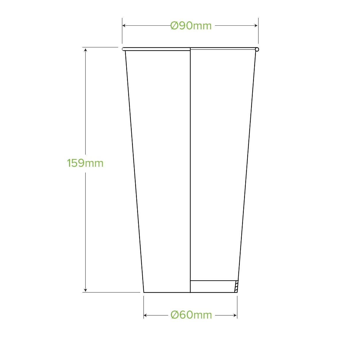 600ml / 20oz (90mm) Green Cold Paper BioCup 2