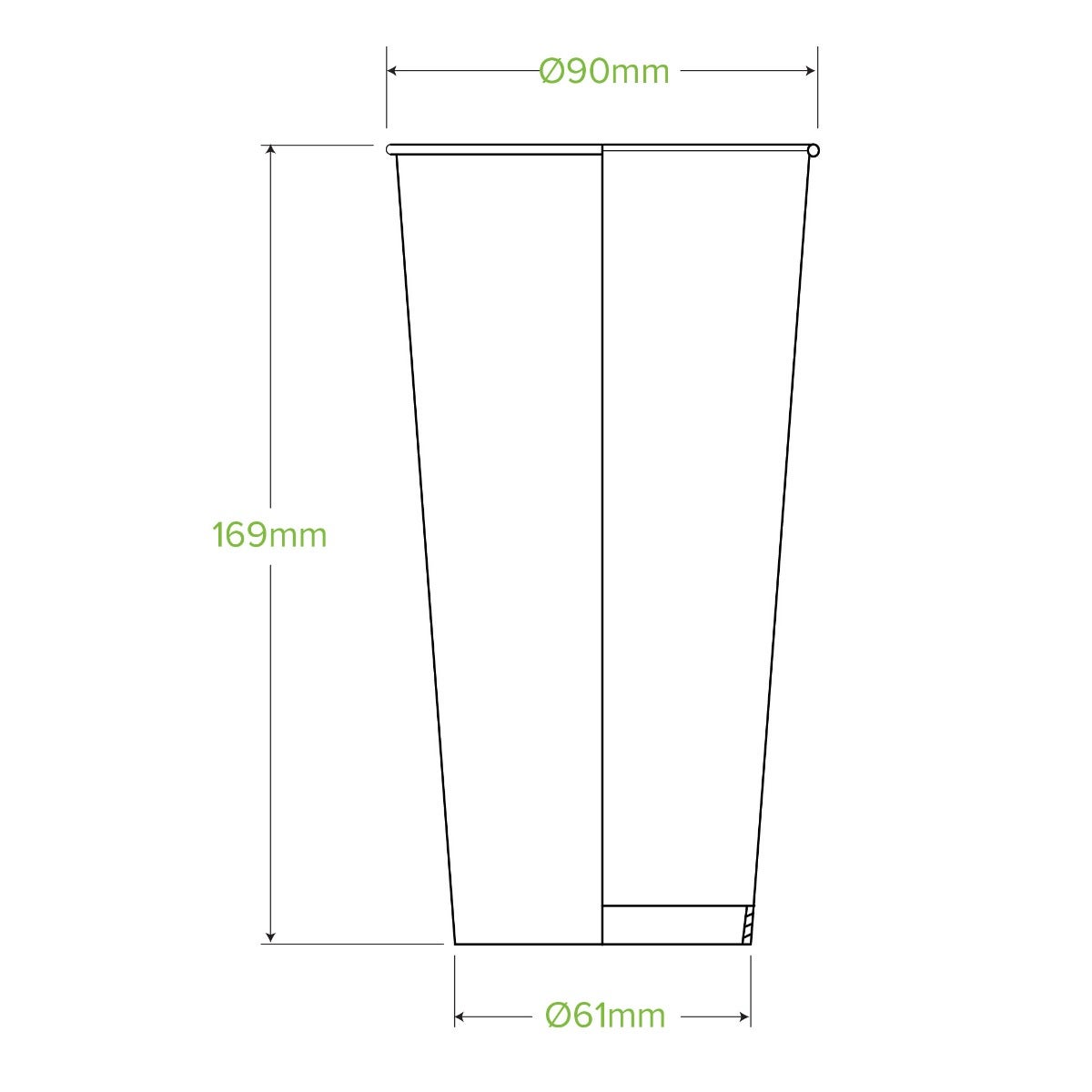 650ml / 22oz (90mm) Green Cold Paper BioCup 2