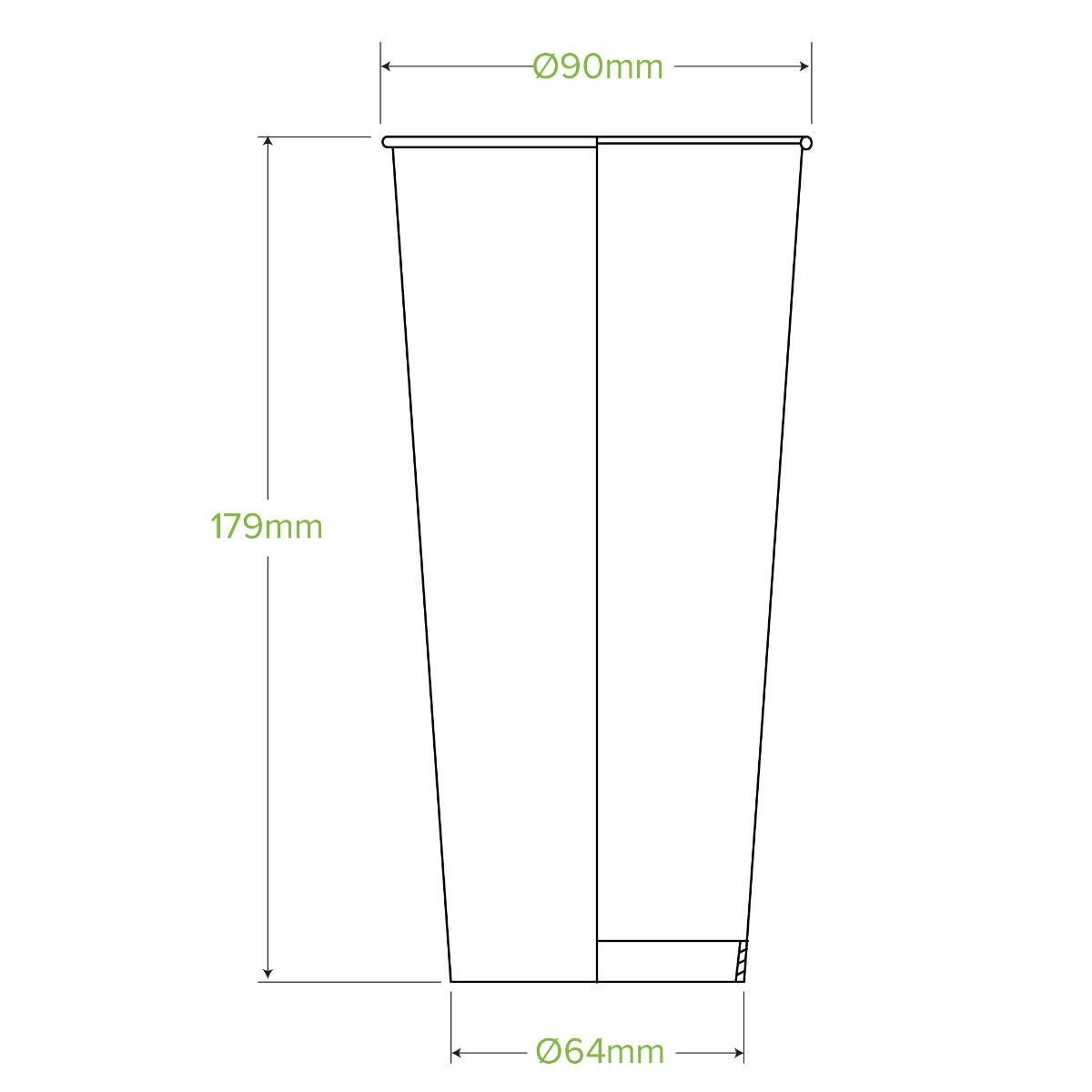 700ml / 24oz (90mm) Green Cold Paper BioCup 2