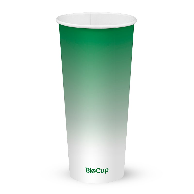 700ml / 24oz (90mm) Green Cold Paper BioCup 1