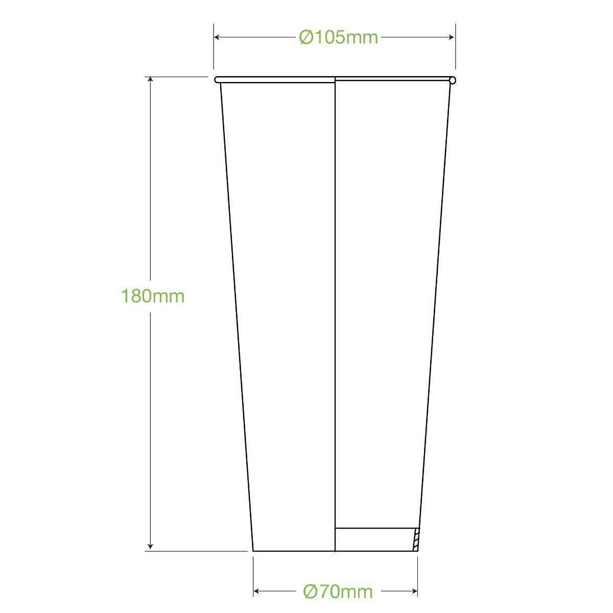 960ml / 32oz (105mm) Green Cold Paper BioCup 2
