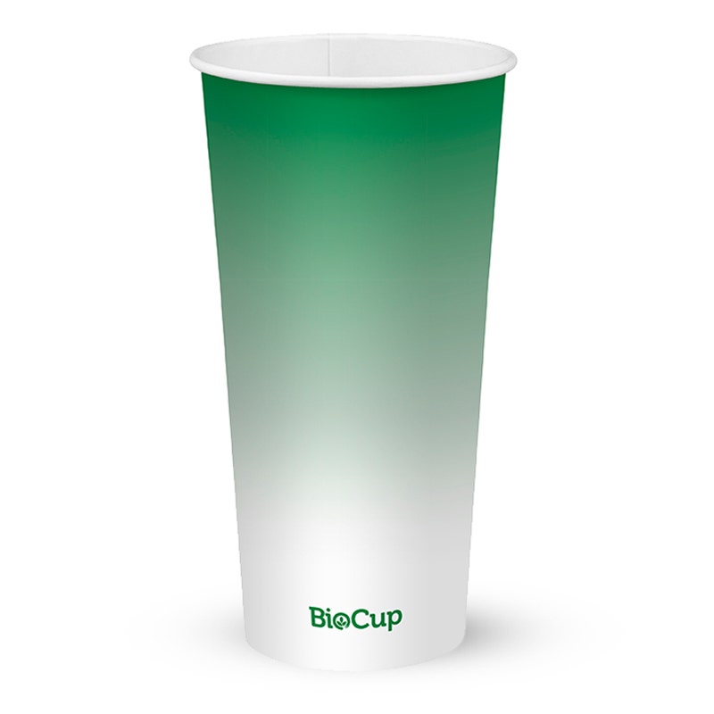 960ml / 32oz (105mm) Green Cold Paper BioCup 1