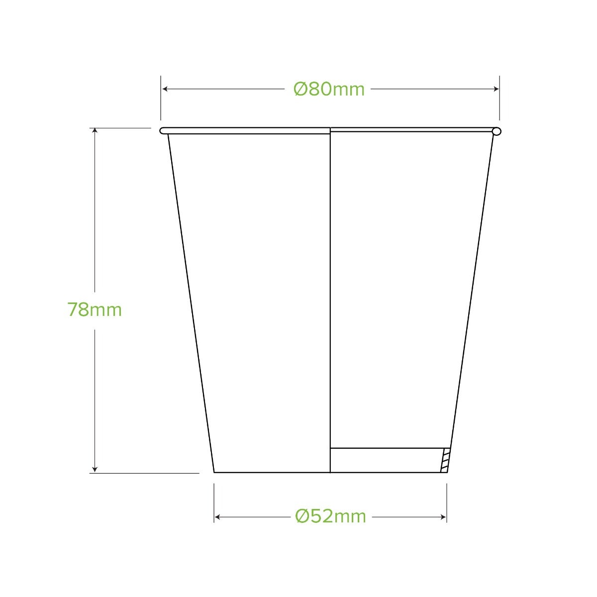 200ml / 6oz (80mm) Green Cold Paper BioCup 2