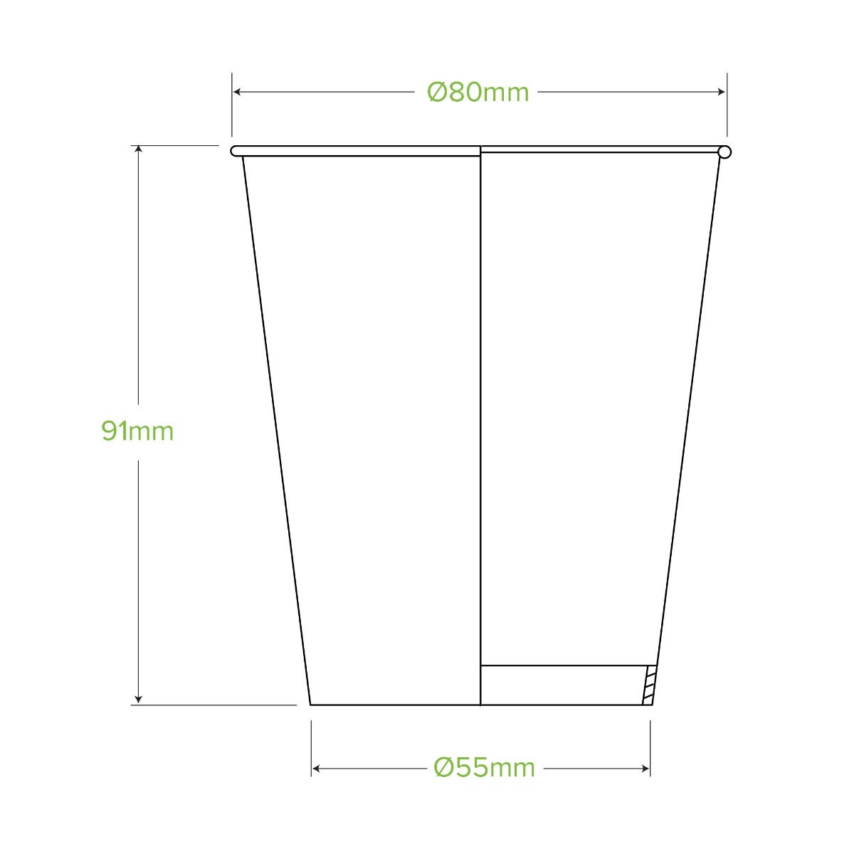280ml / 8oz (80mm) Green Cold Paper BioCup 2