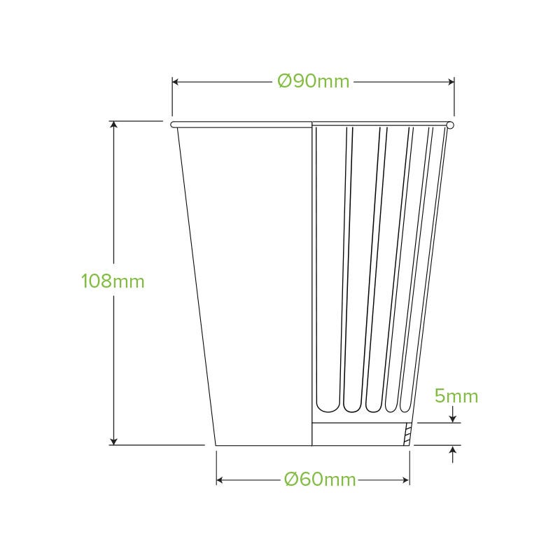 390ml / 12oz (90mm) Kraft Green Stripe Double Wall BioCup 2