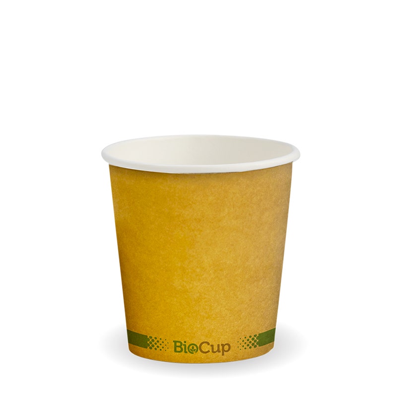 120ml / 4oz (63mm) Kraft Green Stripe Single Wall BioCup 1
