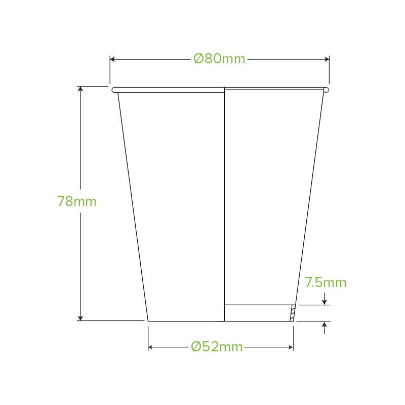 230ml / 6oz (80mm) Kraft Green Stripe Single Wall BioCup 2