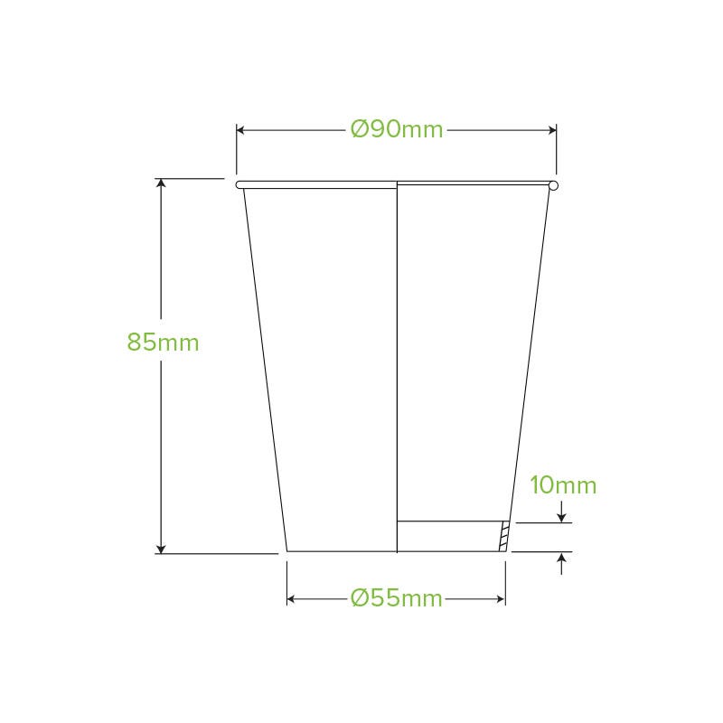 280ml / 8oz (90mm) Kraft Green Stripe Single Wall BioCup 2