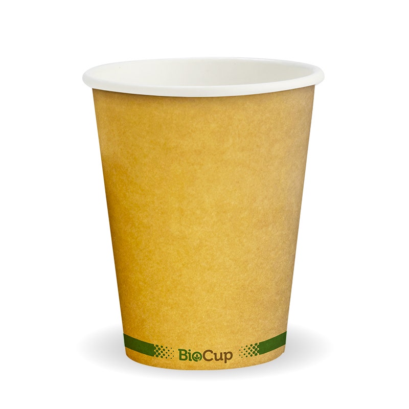 280ml / 8oz (80mm) Kraft Green Stripe Single Wall BioCup 1