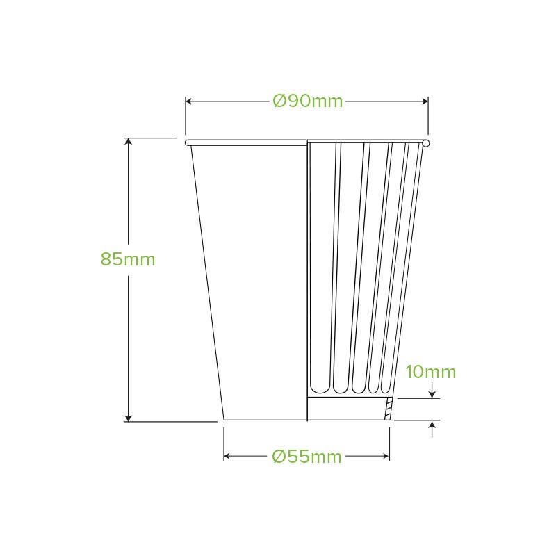 295ml / 8oz (90mm) Kraft Green Stripe Double Wall BioCup 2