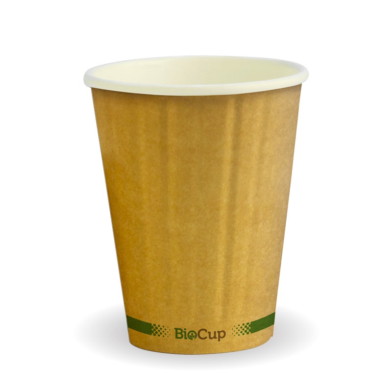 255ml / 8oz (80mm) Kraft Green Stripe Double Wall BioCup 1