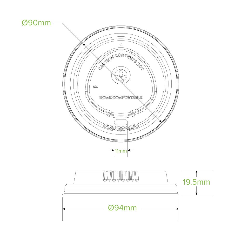90mm Large Natural Plant Fibre BioCup Lid 2