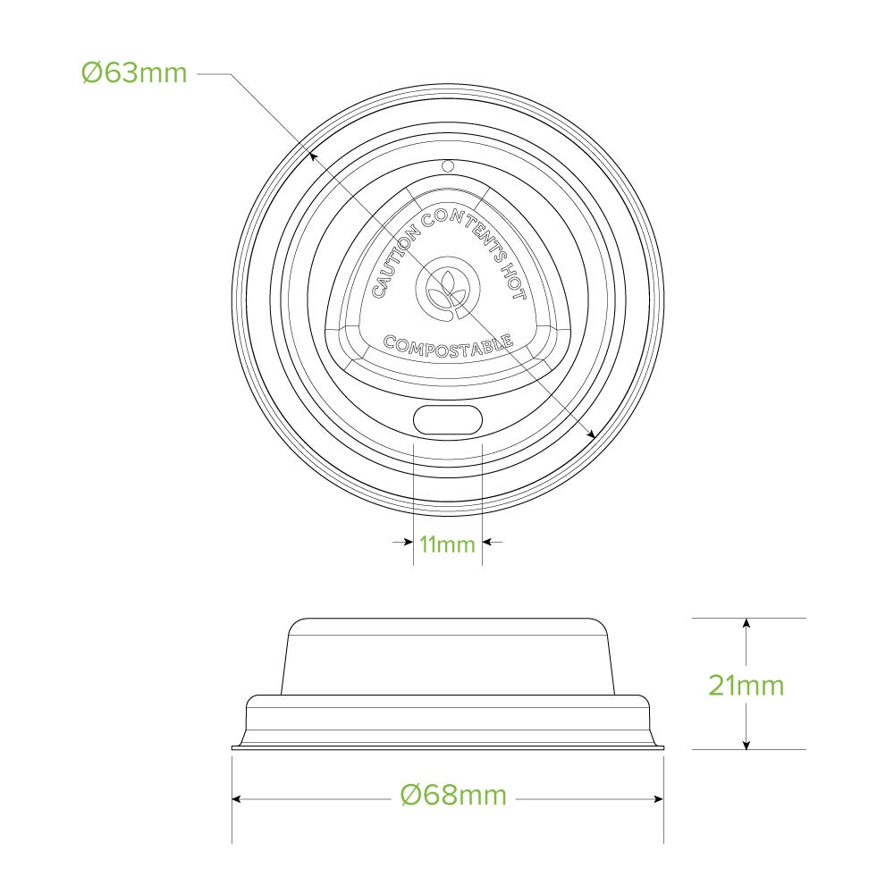 63mm / 4oz White Plant Fibre BioCup Lid 2