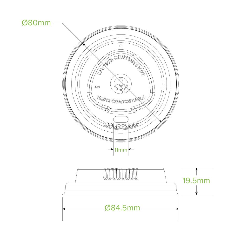 80mm Small White Plant Fibre BioCup Lid 2