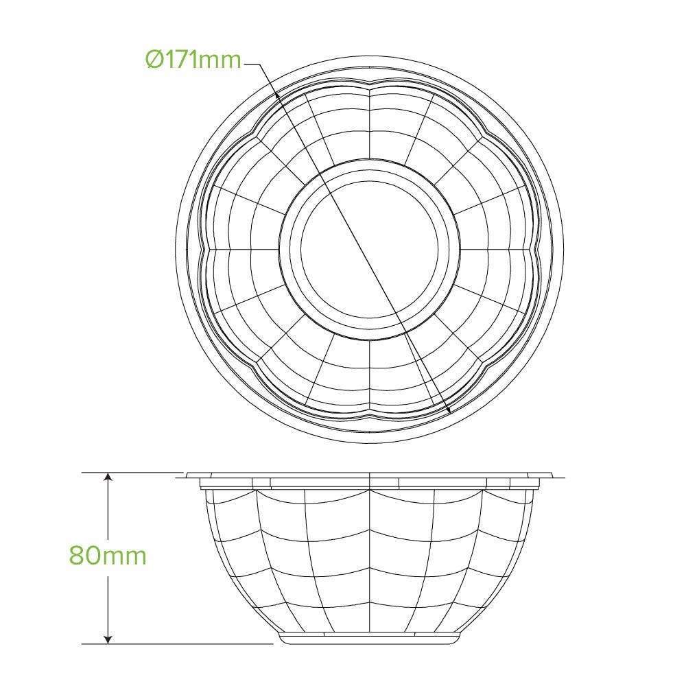 1,080ml / 32oz Clear Salad BioBowl 2