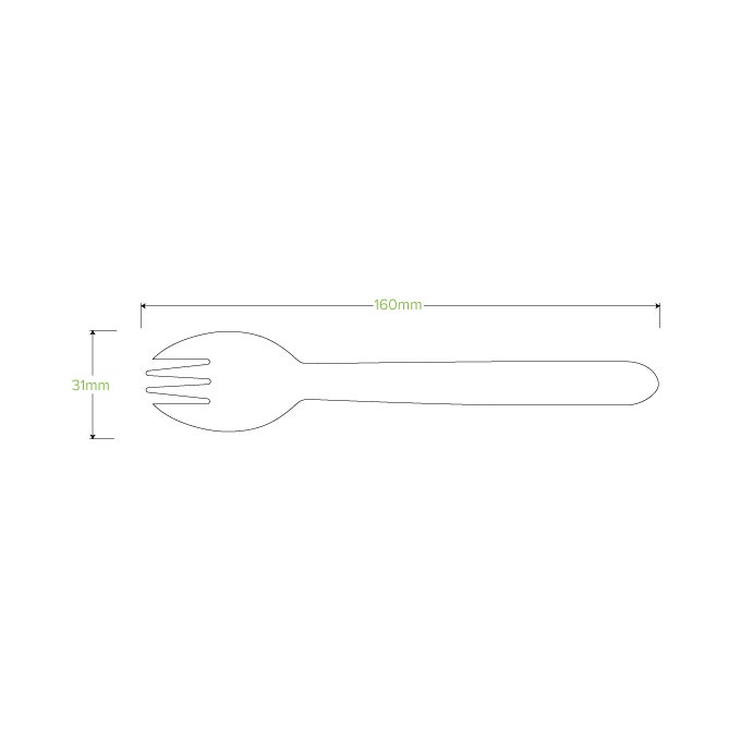 16cm Unbranded Wood Spork - Bulk Pack 2