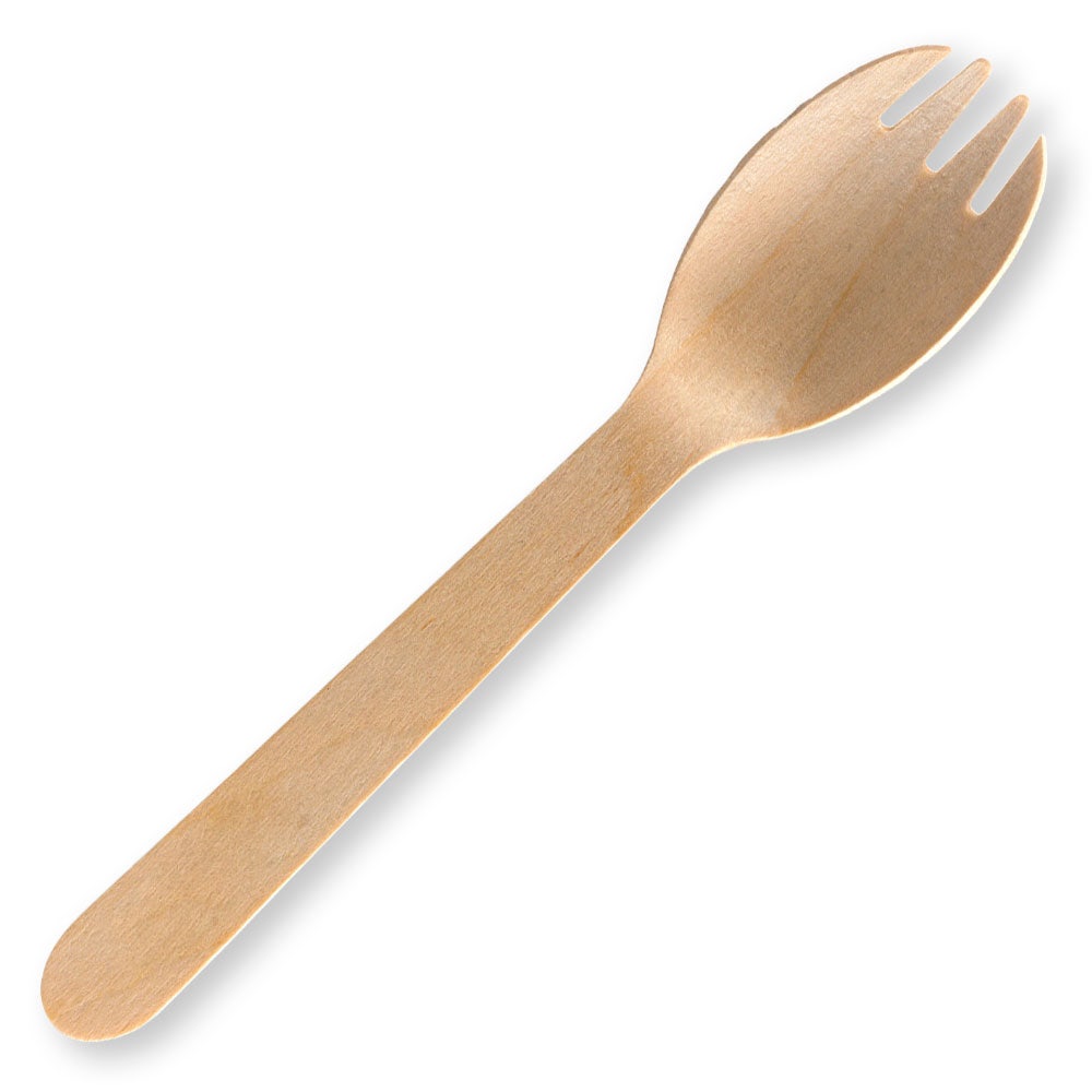 16cm Unbranded Wood Spork - Bulk Pack 1