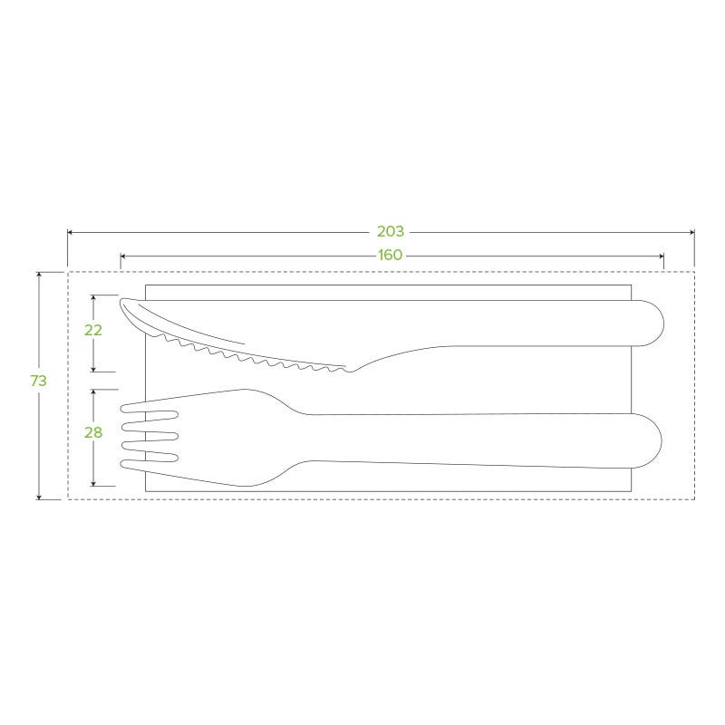 16cm Wood Knife, Fork & Napkin Set 2
