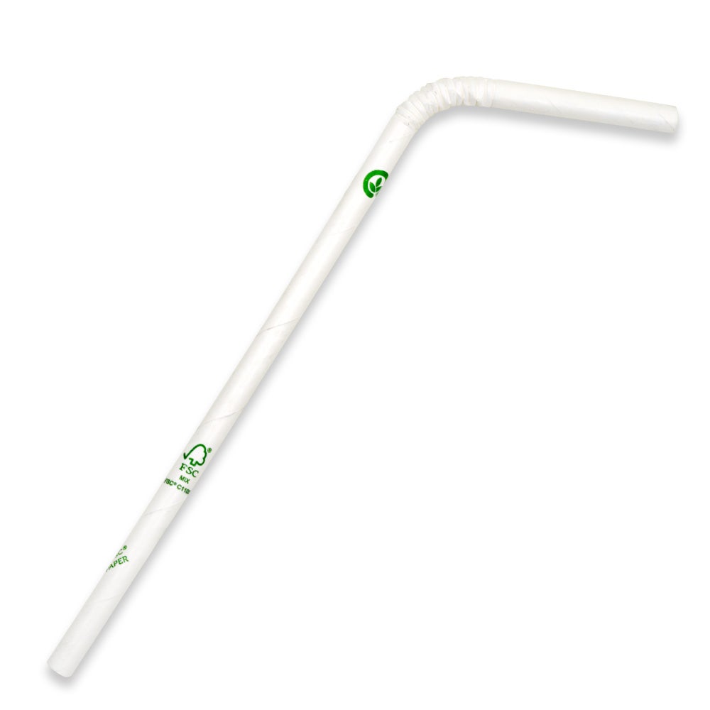 6mm Regular White Bendy BioStraw 1