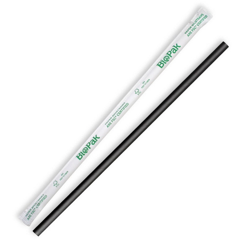 6mm Individual Wrapped Regular Black BioStraw 1