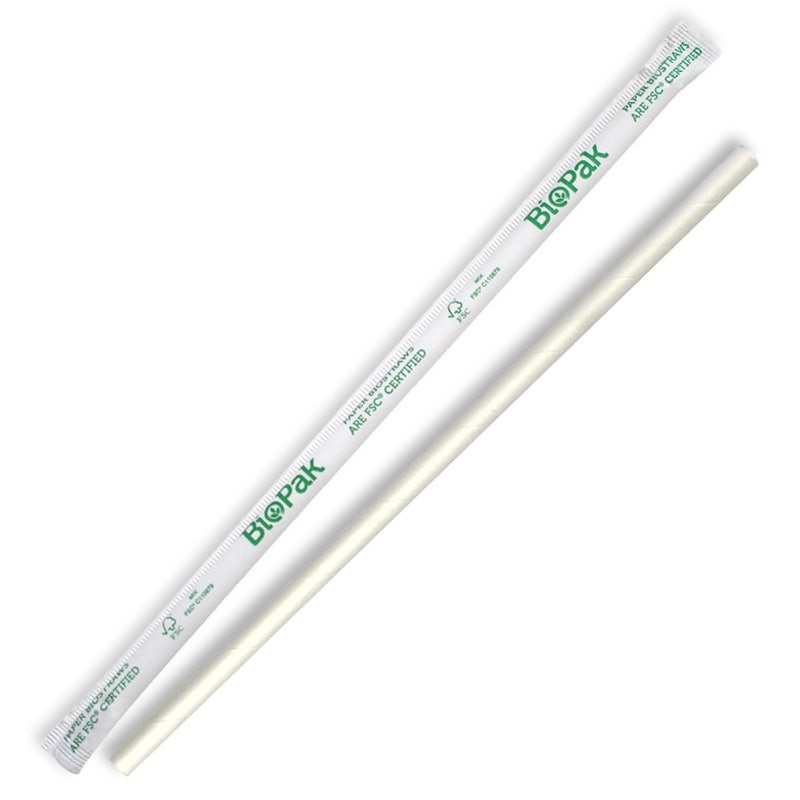 6mm Individually Wrapped Regular White BioStraws 1