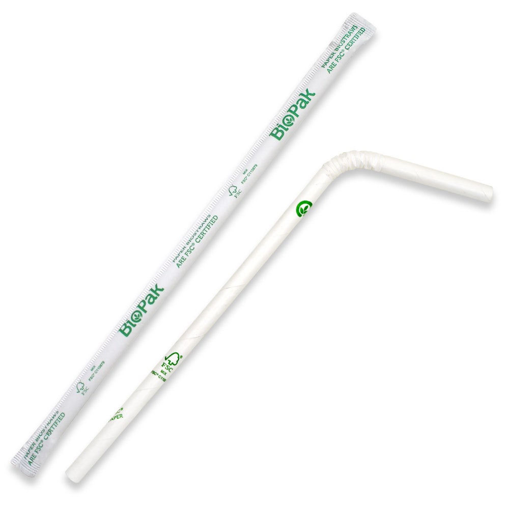 6mm Individually Wrapped White Bendy Straw 1