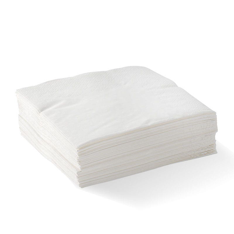 2-Ply 1/4 Fold White Corner Embossed Dinner BioNapkin 1