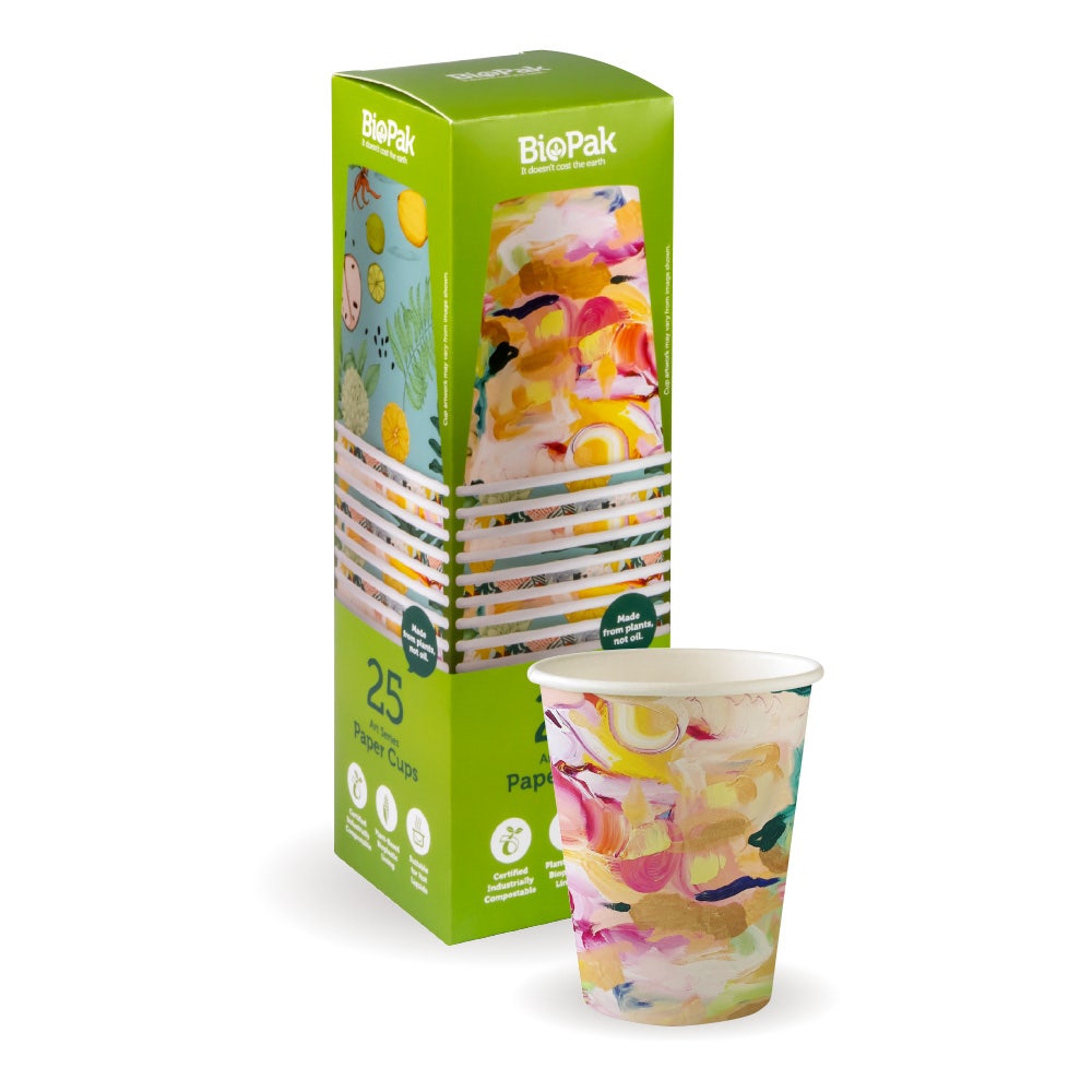 25 Pack - 295ml / 8oz (90mm) Art Series Single Wall BioCup 1